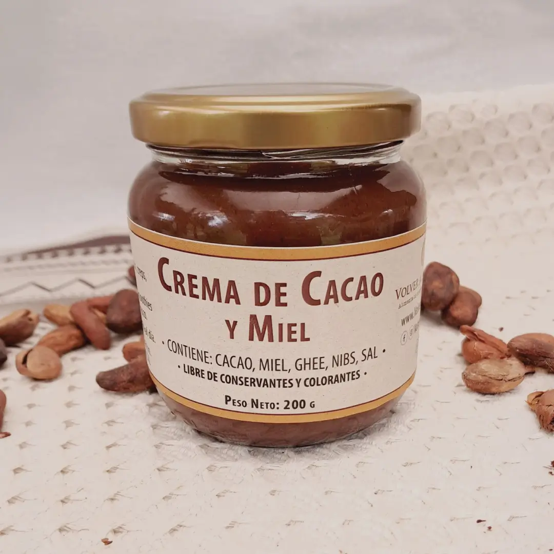 Producto-crema-de-cacao-miel-Volver-a-la-tierra-1 venta de crema de cacao y miel empresa Volver a la Tierra - Vitrina Emprendimiento Rural - Fundación Aurelio Llano Posada